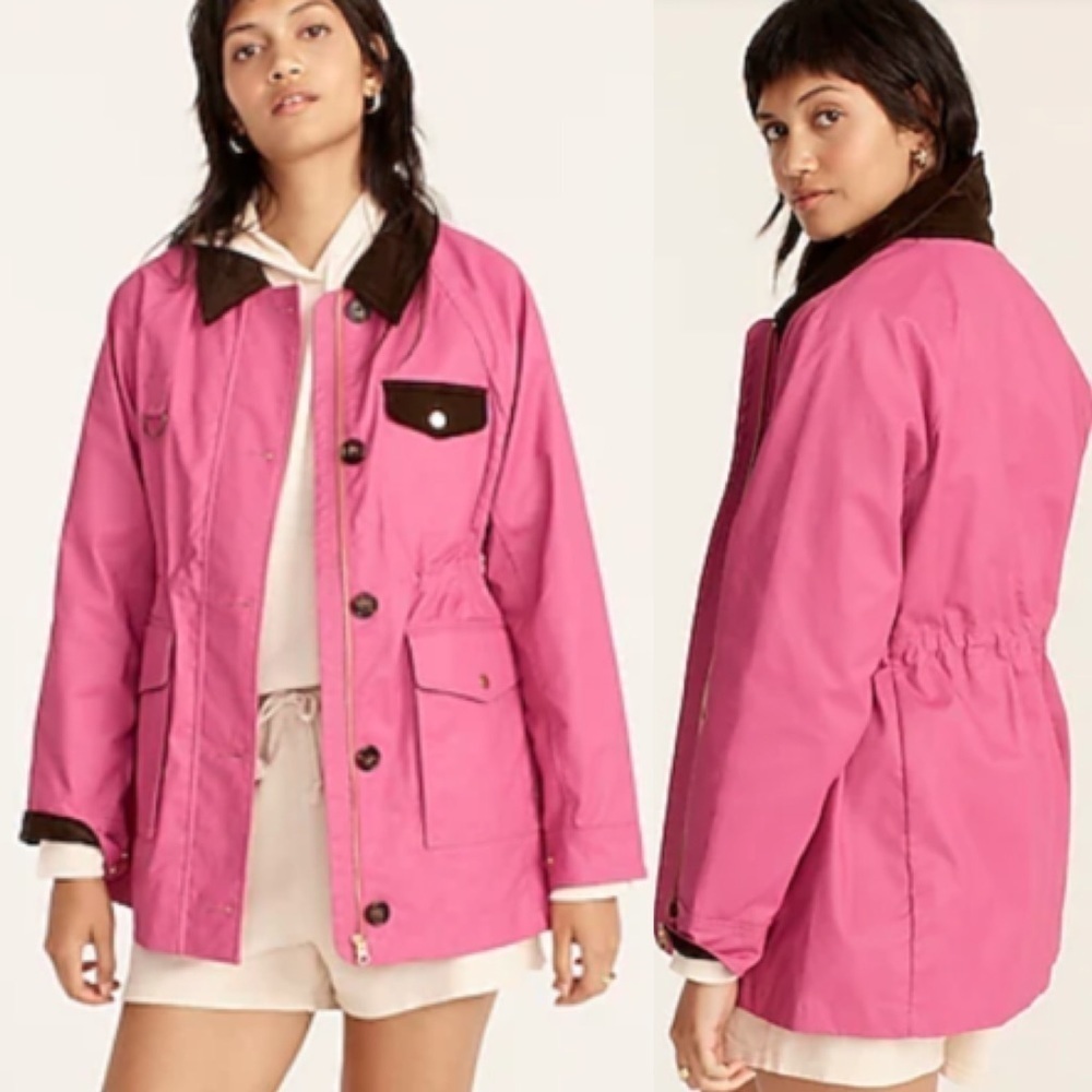 J. Crew Pink Utility Jacket with Brown Accents